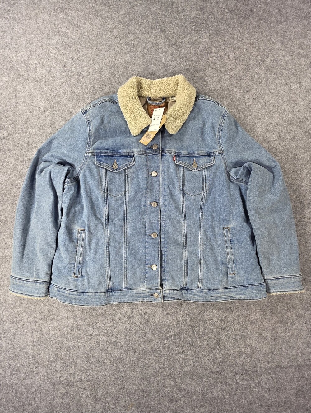 NEW Levi's Light Blue Denim Jacket with Sherpa Collar Womens 3x Jean Trucker